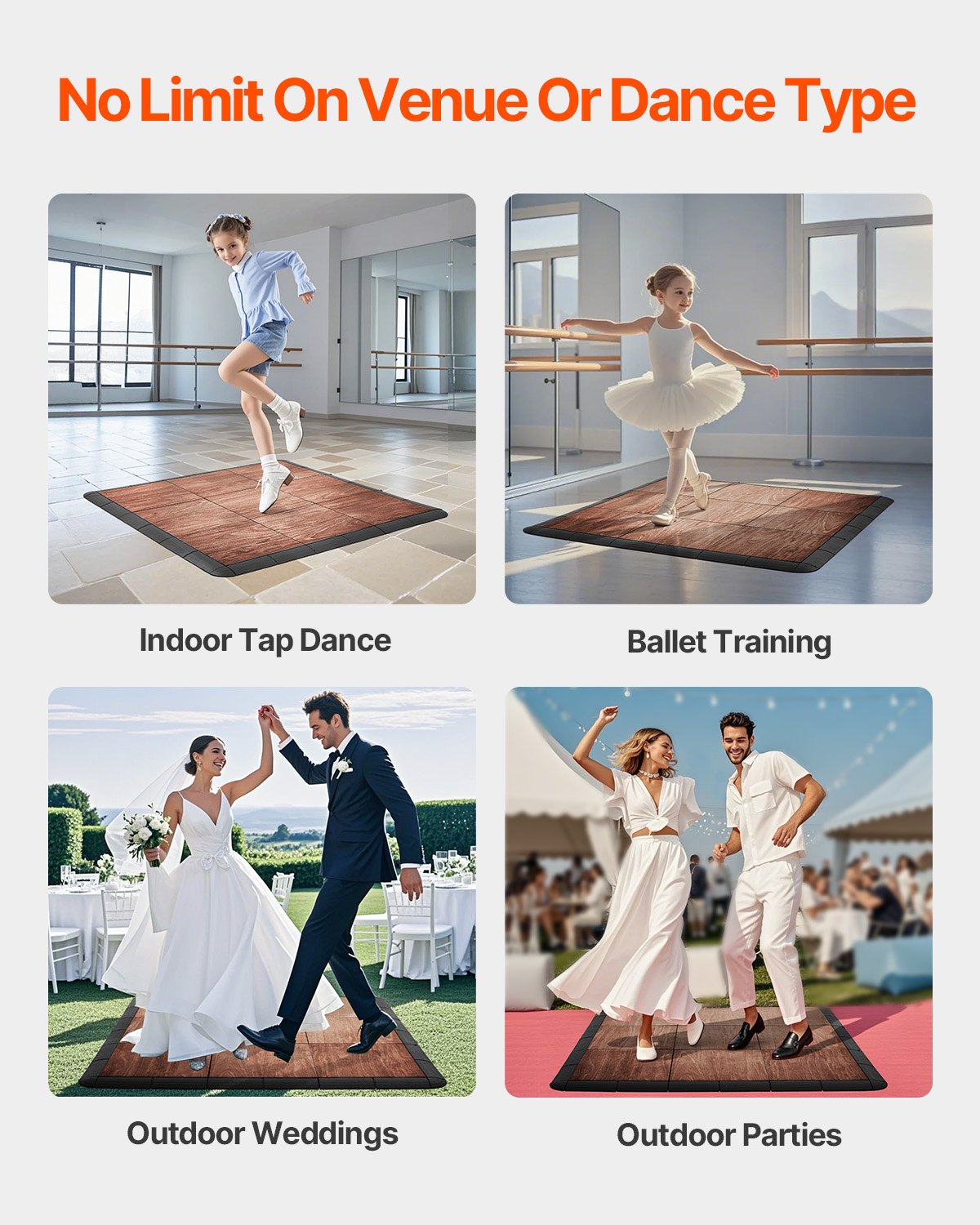 Dance Floor Tiles, 12.4 x 12.4 in 25 Piece Interlocking Dance Flooring, Portable Dance Practice Floor with Cushioned Base (Oak Wood Grain, 25 sq. ft/Box )