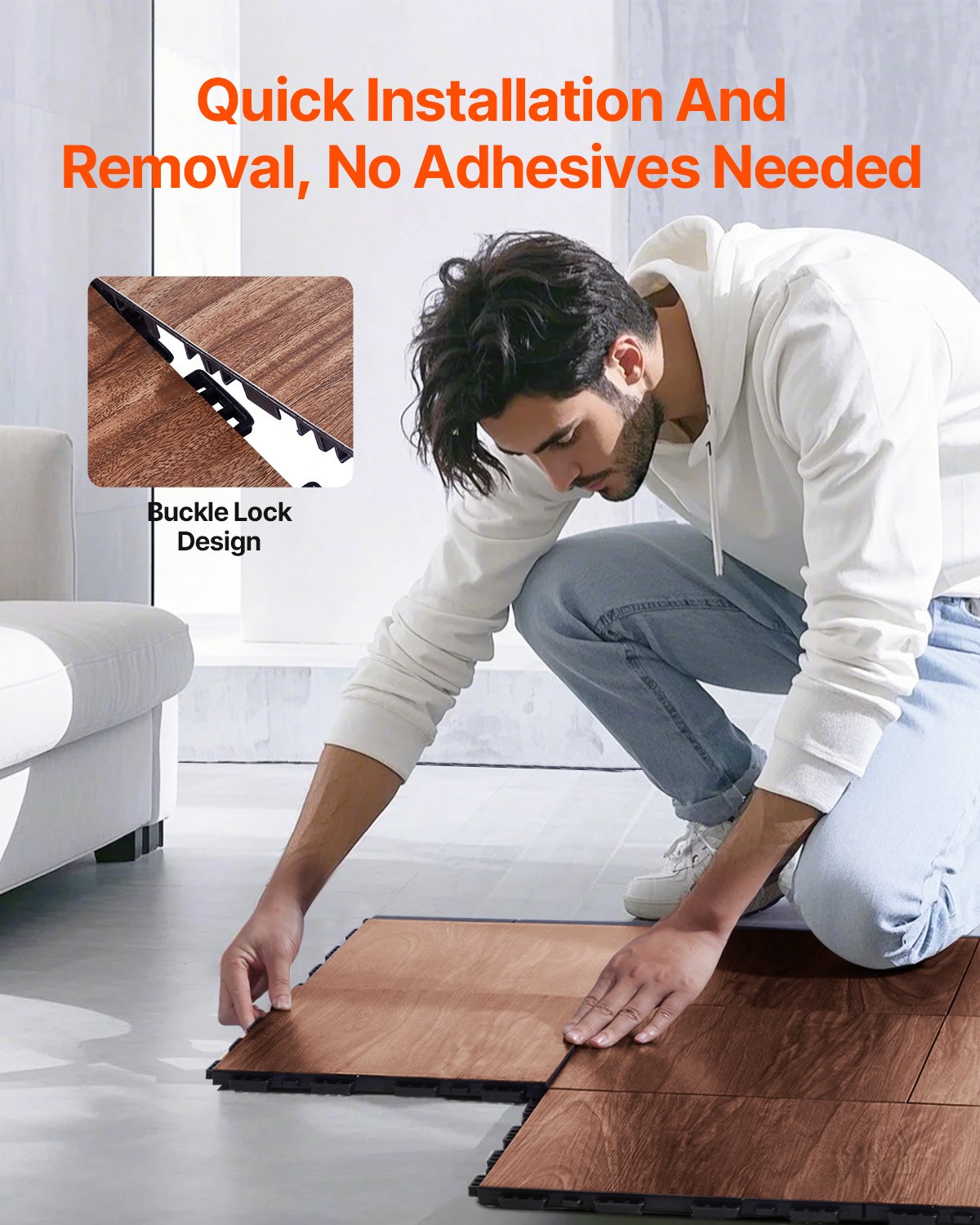 Dansgolvsplattor, 30,5 x 30,5 cm, 52 delar, sammankopplade dansgolv, bärbart övningsgolv för dans med vadderad bas (ekådring, 46 kvm/låda)