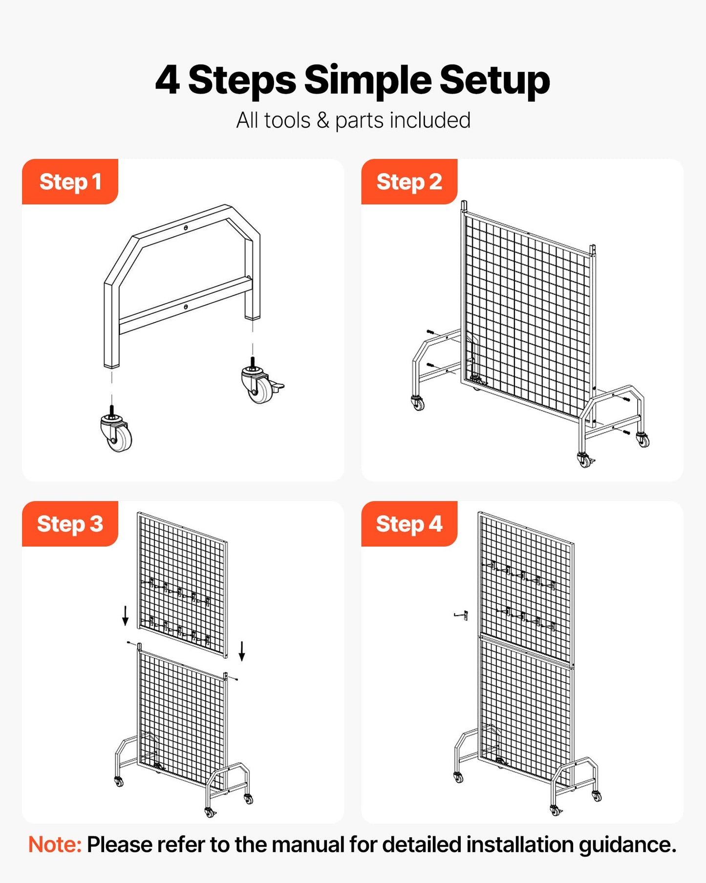 2-pack väggpaneler med rutnät, 898 x 1798 mm trådpaneler, displayställ, flyttbar konstdisplayhylla med hjul och 10 krokar, svart rutnät i kolstål för hantverksutställning, dekoration, förvaring, anslagstavla