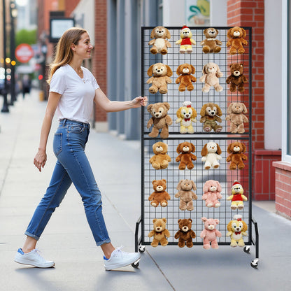 2-pack väggpaneler med rutnät, 898 x 1798 mm trådpaneler, displayställ, flyttbar konstdisplayhylla med hjul och 10 krokar, svart rutnät i kolstål för hantverksutställning, dekoration, förvaring, anslagstavla