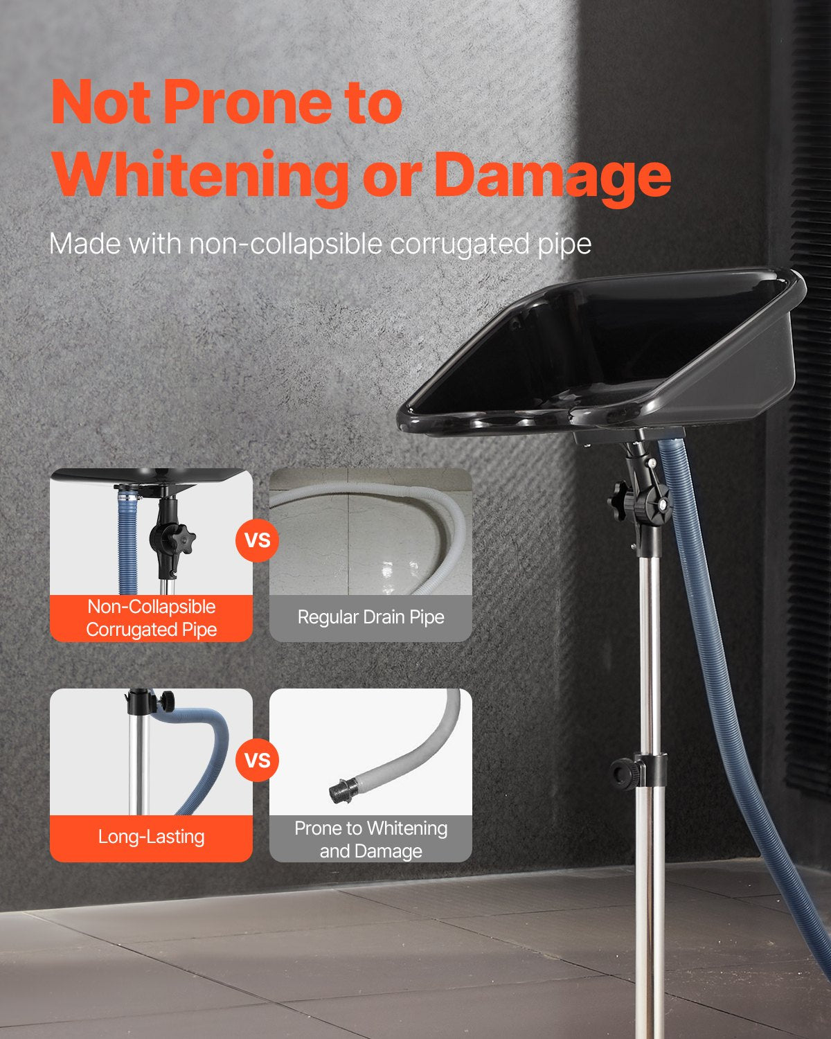 Portable Shampoo Bowl, Shampoo Sink with Adjustable Height & Angle, Salon Hair Wash Sink with Drain Hose and Star-Shaped Support Base for Barbershop Beauty Spa Center Home Use