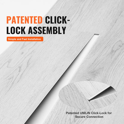 Interlocking Vinyl Floor Tiles 1220 X 185 mm, 10 Tiles 5.5mm Thick Snap Together, Light Gray Wood Grain DIY Flooring for Kitchen, Dining Room, Bedrooms & Bathrooms, Easy for Home Decor