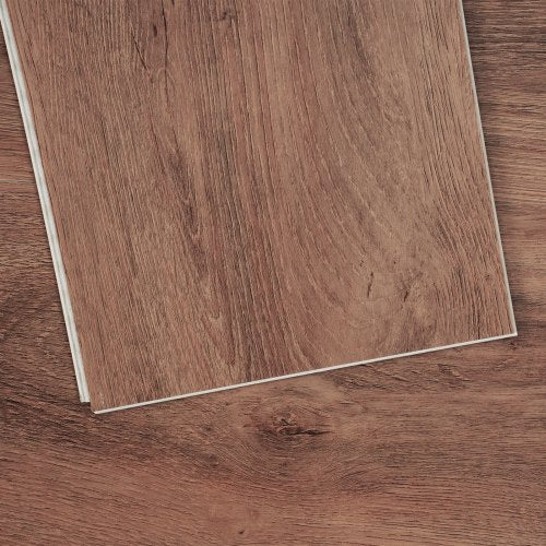 Interlocking Vinyl Floor Tiles 1220 X 185 mm, 10 Tiles 5.5mm Thick Snap Together, Deep Brown Wood Grain DIY Flooring for Kitchen, Dining Room, Bedrooms & Bathrooms, Easy for Home Decor