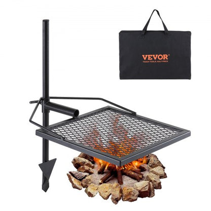 Swivel Campfire Grill Heavy Duty Steel Open Fire Cooking Grate Adjustable