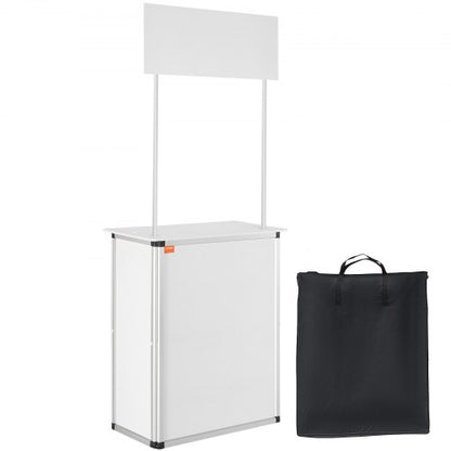 Bärbart mässbord, 78,5 × 38 × 181,5 cm, displaymonter för utställning med vägg, hopfällbart barbord för reklam, popup-podium med förvaringsställ/bärväska
