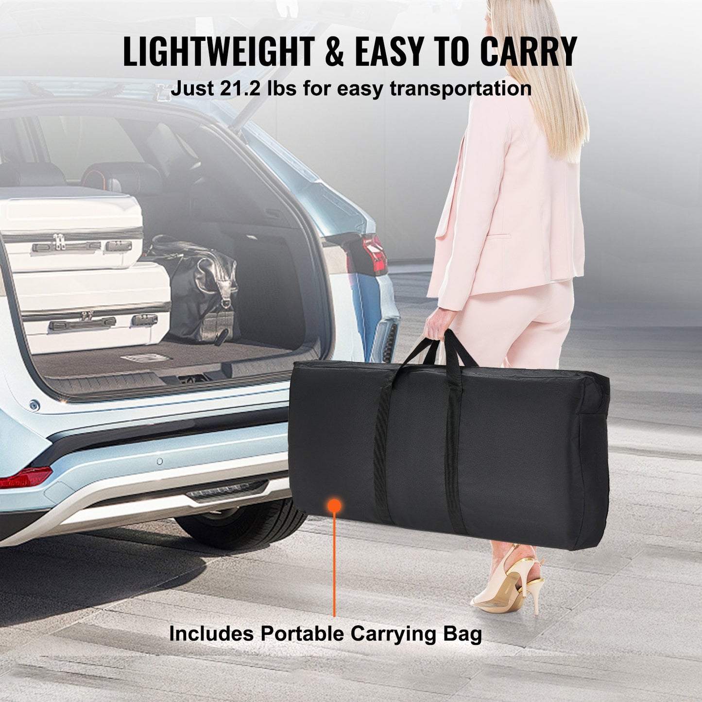 Bärbart mässbord, 1980 x 385 x 880 mm, displaymonter för mässdisk med vägg, hopfällbart reklambord för detaljhandeln, barbord med förvaringsställ och bärväska