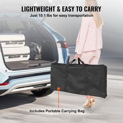 Portable Tradeshow Podium Table, 97,5 × 38,5 × 87 cm, Display Exhibition Counter Stand Booth Fair with Wall, Foldable Promotion Retail Bar Table Podium with Storage Rack and Carrying Bag