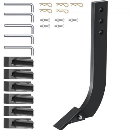 5 st lådbladsskaft, 16" vertikalskärarskaft, 3-håls lådskrapskaft, rivarskaft med avtagbara koniska tänder och stift, justerbar skaftenhet för utbyte, grävning, plöjning