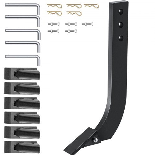 5pcs Box Blade Shank, 16" Scarifier Shank, 3 Holes Box Scraper Shank, Ripper Shank with Removable Tapered Teeth and Pins, Adjustable Shanks Assembly for Replacement, Digging, Plowing