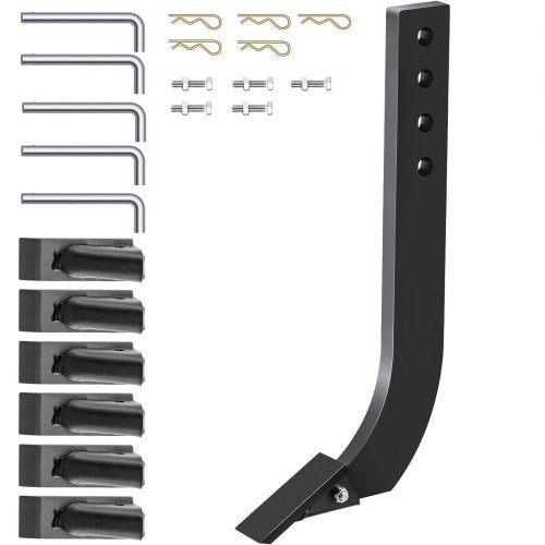 Skaft för lådblad, 18" vertikalskärare, 4-håls lådskrapa, rivarskaft med avtagbara koniska tänder och stift, justerbar skaftenhet för utbyte, grävning, plöjning, 5 st