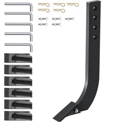 Skaft för lådblad, 18" vertikalskärare, 4-håls lådskrapa, rivarskaft med avtagbara koniska tänder och stift, justerbar skaftenhet för utbyte, grävning, plöjning, 5 st