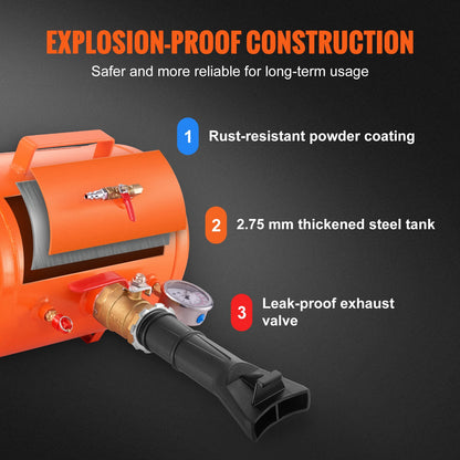 Tire Bead Seater, 5 Gal/19L Air Tire Bead Blaster with Pressure Gauge & Handle, 145 PSI Seating Tool Inflator Tank, 85-116 PSI Operating Pressure for Car Truck ATV