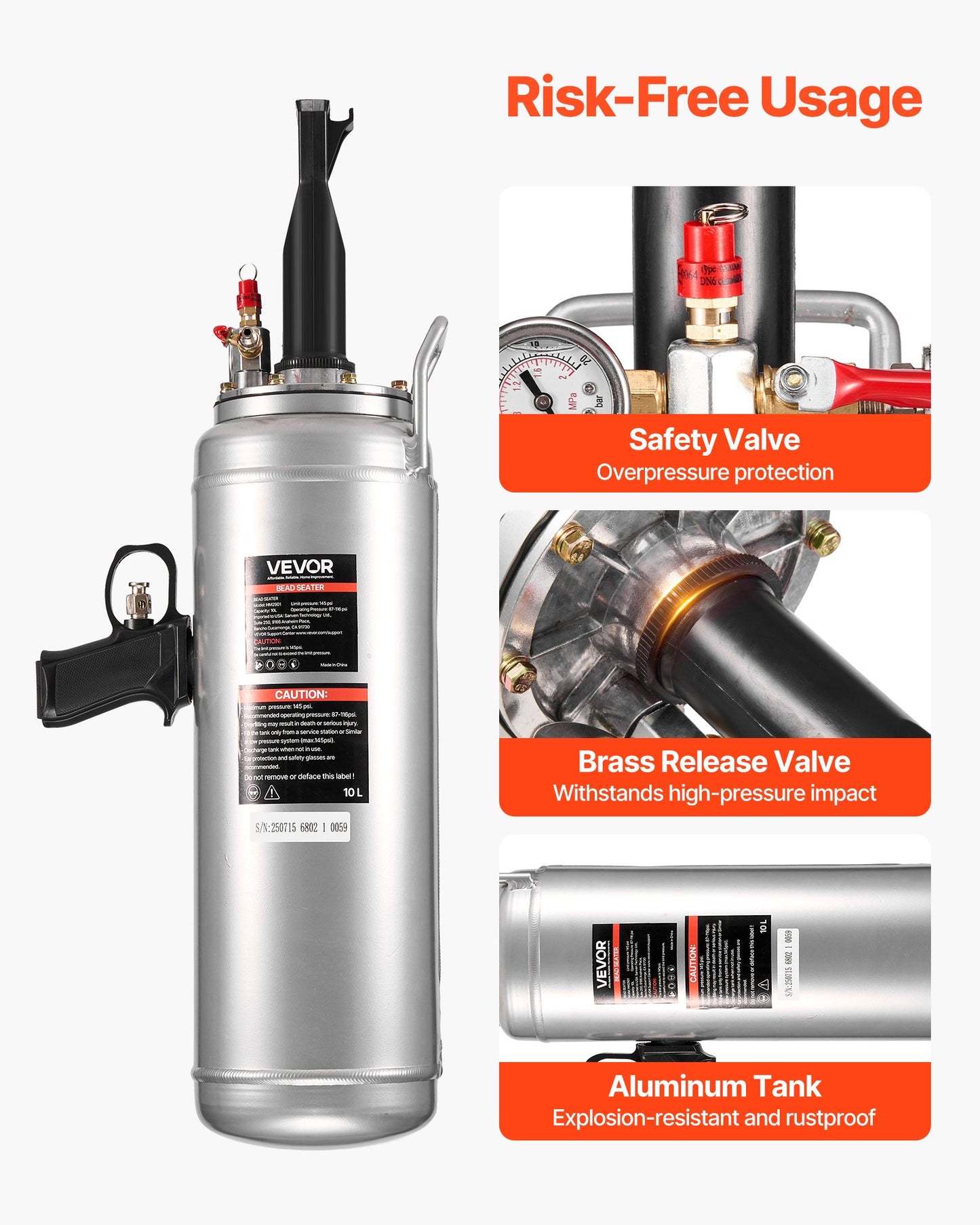 Bärbar däckplåtsblåsare, 2,6 gal/10 l luftblåsare, handhållen däckpumpare, 87-116 psi driftstryck, avtryckarmonterad däckpumpare för bil, kompakt SUV, lätt lastbil, elcykel, husbil, fyrhjuling