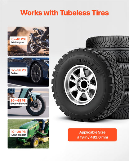 Portable Tire Bead Seater, 1.6 Gal / 6 L Air Bead Blaster, Handheld Tire Inflator Tool, 87-116 PSI Operating Pressure, Trigger Seating Inflator for Car, Compact SUV, Light Truck, E-Bike, RV, ATV