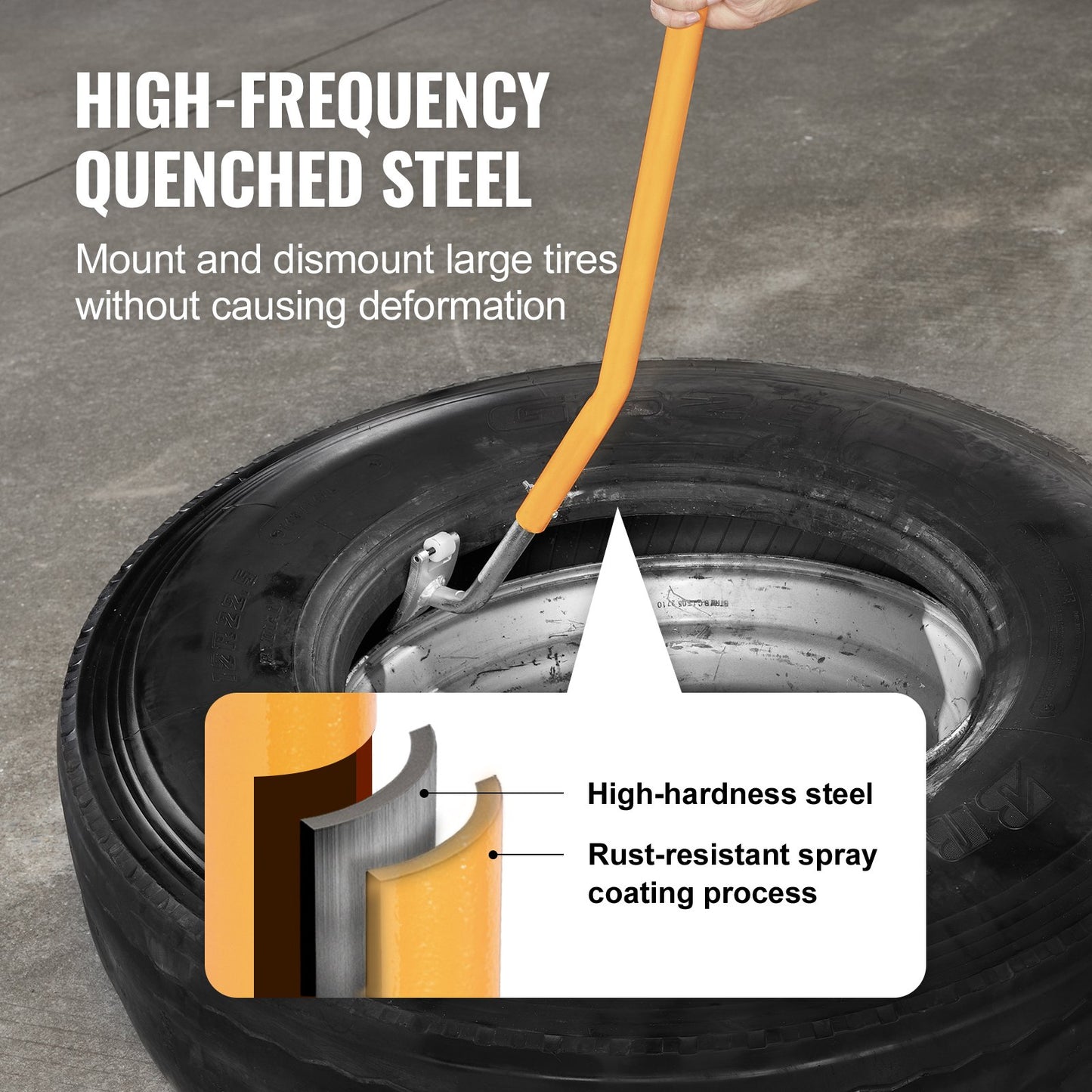 Däckbytesfäste för lastbil, demonterbart däck, 22,5-24,5 tum, radiellt biasplåtdäck/slanglösa däck