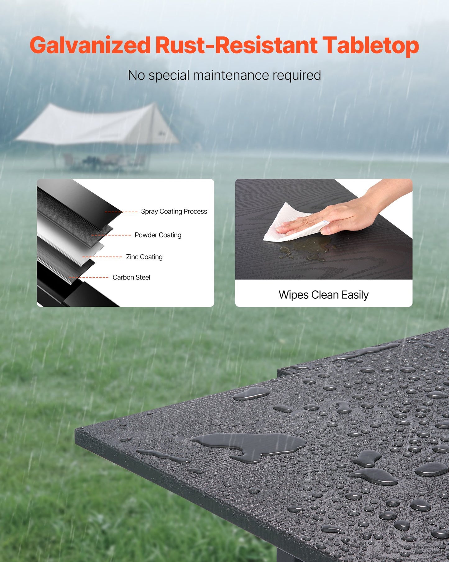 Utbyggbart matbord för utomhusbruk, 80-160 cm rektangulära bistrobord för 4-6 personer, aluminiumram, metallstål, stora vädertåliga möbler för gräsmatta/veranda, mörkgrå