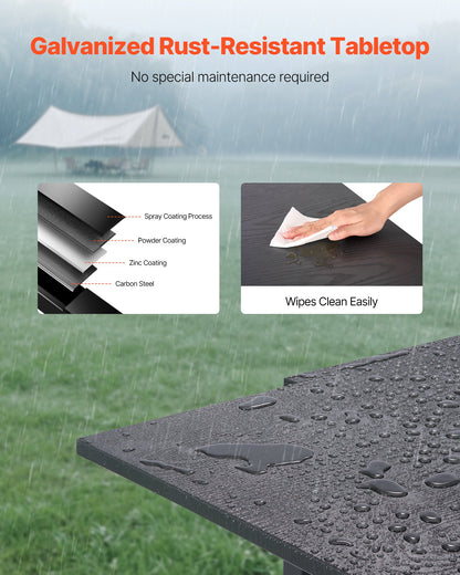 Utbyggbart matbord för utomhusbruk, 80-160 cm rektangulära bistrobord för 4-6 personer, aluminiumram, metallstål, stora vädertåliga möbler för gräsmatta/veranda, mörkgrå