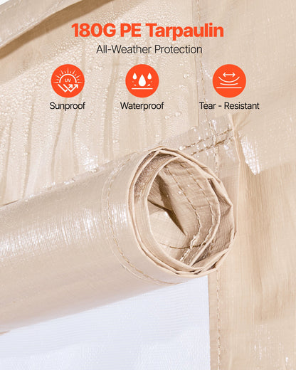 Vinterpaviljongöverdrag passar 3,05 x 3,05 m paviljonger med hård tak, allväderspaviljongöverdrag med sidoväggar och fönster, högdensitets PE-material, slutna förvaringsskydd, paviljonger ingår ej