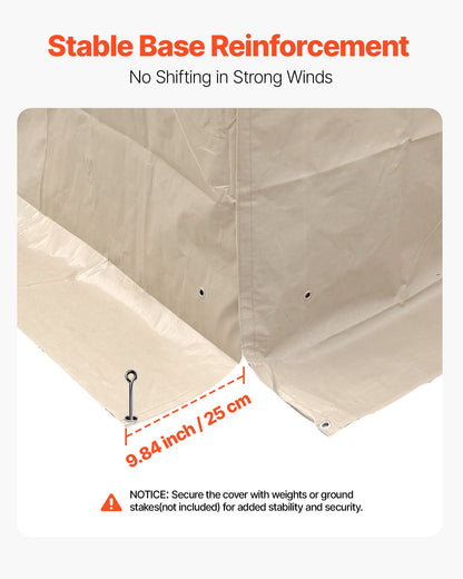 Vinterpaviljongöverdrag passar 3,66 x 6,10 m paviljonger med hård tak, allväderspaviljongöverdrag i dubbla nivåer med sidoväggar och nätfönster, högdensitets PE-förvaringsskydd, paviljonger ingår ej