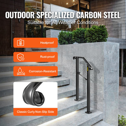 Handrails for Outdoor Steps, Fit 1 or 2 Steps Outdoor Stair Railing, Arch#1 Wrought Iron Handrail, Flexible Porch Railing, Black Transitional Handrails for Concrete Steps or Wooden Stairs
Visit the Happybuy Store