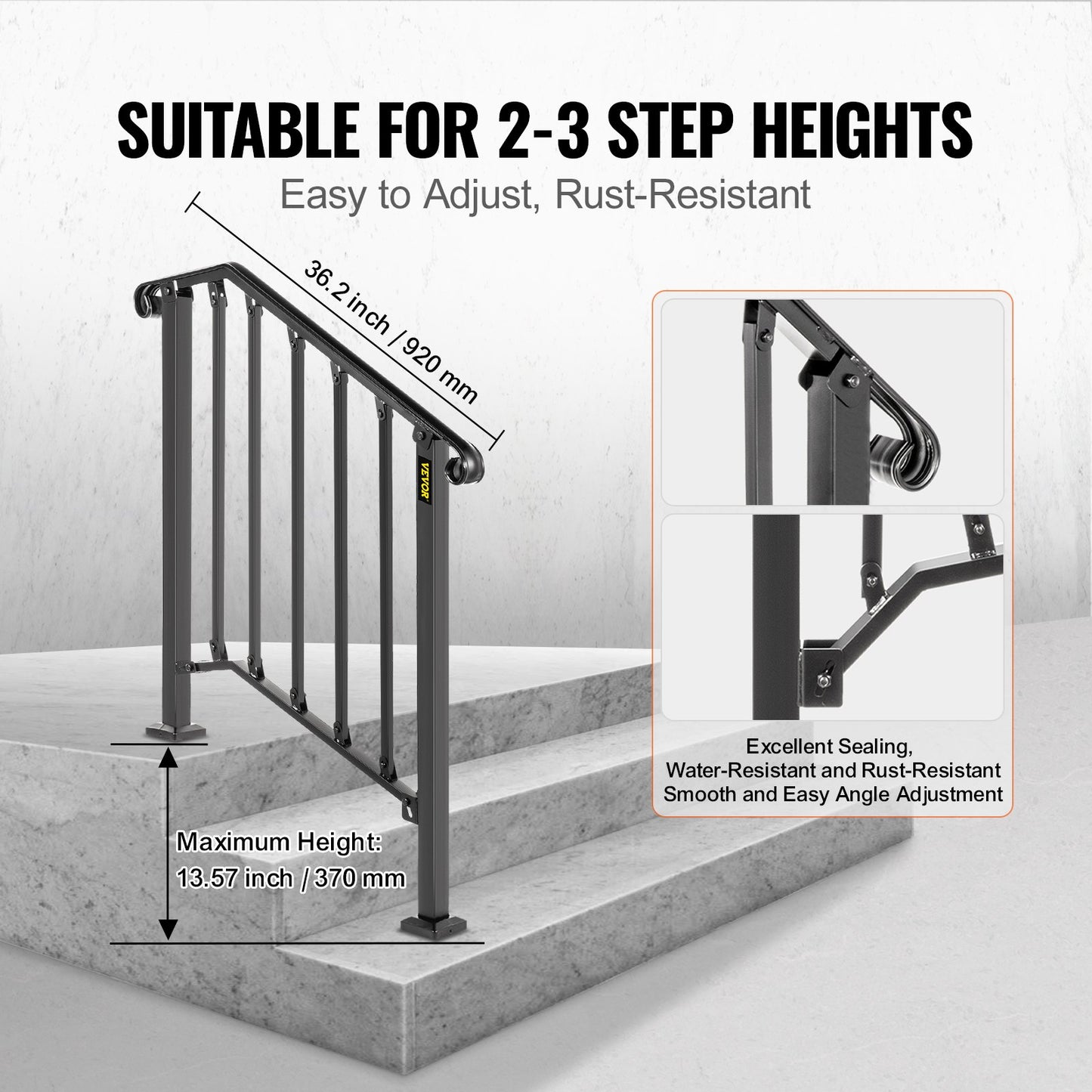 Iron X Handrail Picket #2 Railing Rail Fits 2 Steps