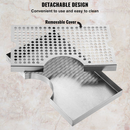 Kegerator öldroppbricka, 304 rostfritt stål droppbrickor för fat med 4 halkfria gummikuddar och avtagbart lock, värme-/kylbeständig öltorns dropppanna för bar, restaurang, kafé, hem