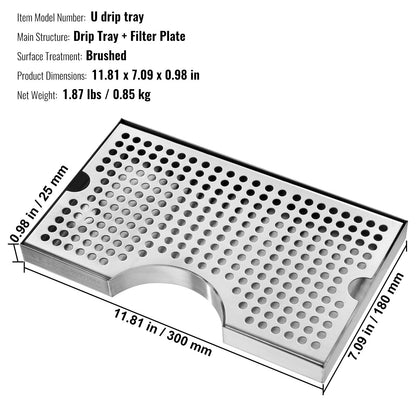 Kegerator öldroppbricka, 304 rostfritt stål droppbrickor för fat med 4 halkfria gummikuddar och avtagbart lock, värme-/kylbeständig öltorns dropppanna för bar, restaurang, kafé, hem