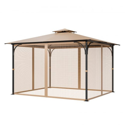 Nät för paviljonger, passar de flesta 10 x 12 x 7,3 fot paviljonger, nät för utomhusträdgård, nätgardin för paviljonger med 4 paneler på sidoväggar, myggnät för uteplats med dubbel dragkedja, skärm (endast nät)
