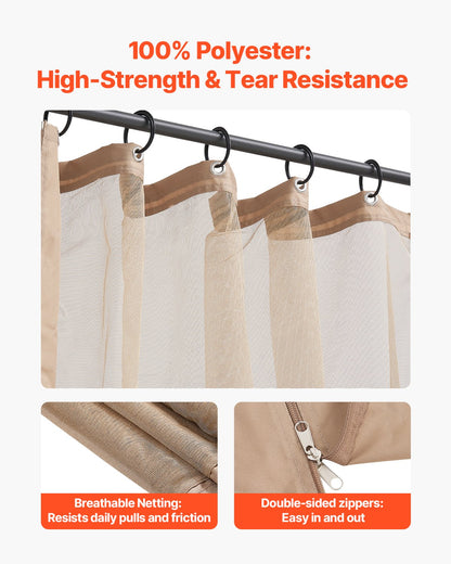 Gazebo Netting Replacement, Fit Most 10 x 12 x 7 FT Gazebo Curtain, Outdoor Garden Net, 4-Panel Sidewall Mesh Net, Patio Midge Netting with Double Zipper, Canopy Screen (Netting Only)