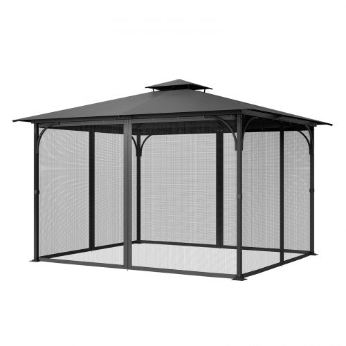 Nät för paviljonger, passar de flesta 10 x 13 x 6,8 fot paviljonggardiner, trädgårdsnät med 4 paneler på sidoväggarna, myggnät för uteplats med dubbel dragkedja, skärm för tak (endast nät)