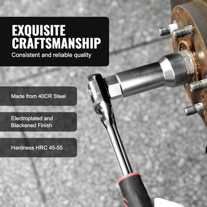 10-Piece Axle Spindle Thread Chaser Set, Metric M20 M22 M24 and UNF 13/16" 3/4" Thread Restorer Tool, Rethreading Tool Kit with Extension Bar, Hex Wrench, Storage Case, for Damaged Axle Spindles