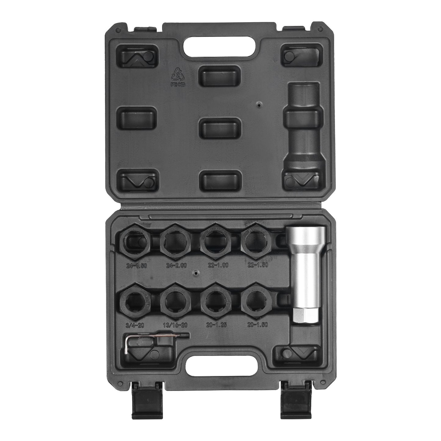 10-Piece Axle Spindle Thread Chaser Set, Metric M20 M22 M24 and UNF 13/16" 3/4" Thread Restorer Tool, Rethreading Tool Kit with Extension Bar, Hex Wrench, Storage Case, for Damaged Axle Spindles