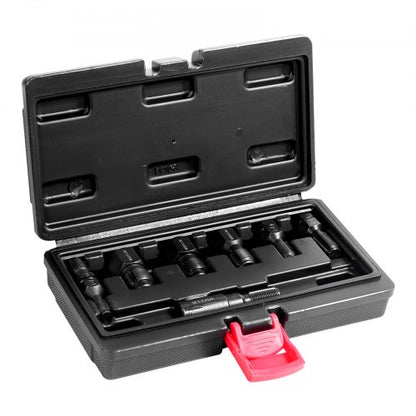 7-Piece Thread Chaser Set, Metric Thread Restorer Tool M10 M12 M14 M18 M20 M22, Rethreading Tool Kit with Storage Case, Heat Treated Carbon Steel, for Automotive Thread Repair Applications