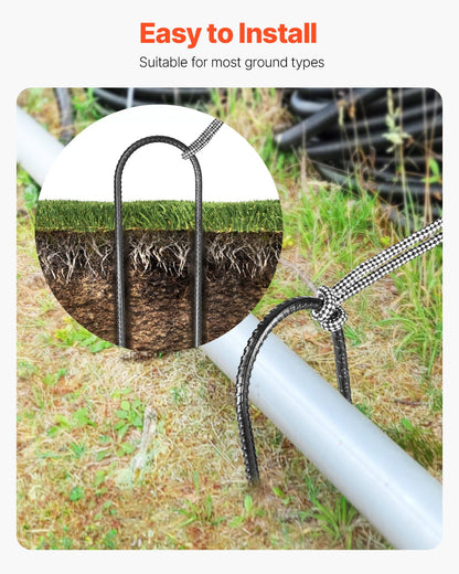 12-Inch 8 Pack Rebar Stakes 304,8x82,04 mm Heavy Duty U Shape Galvanized Ground Anchors