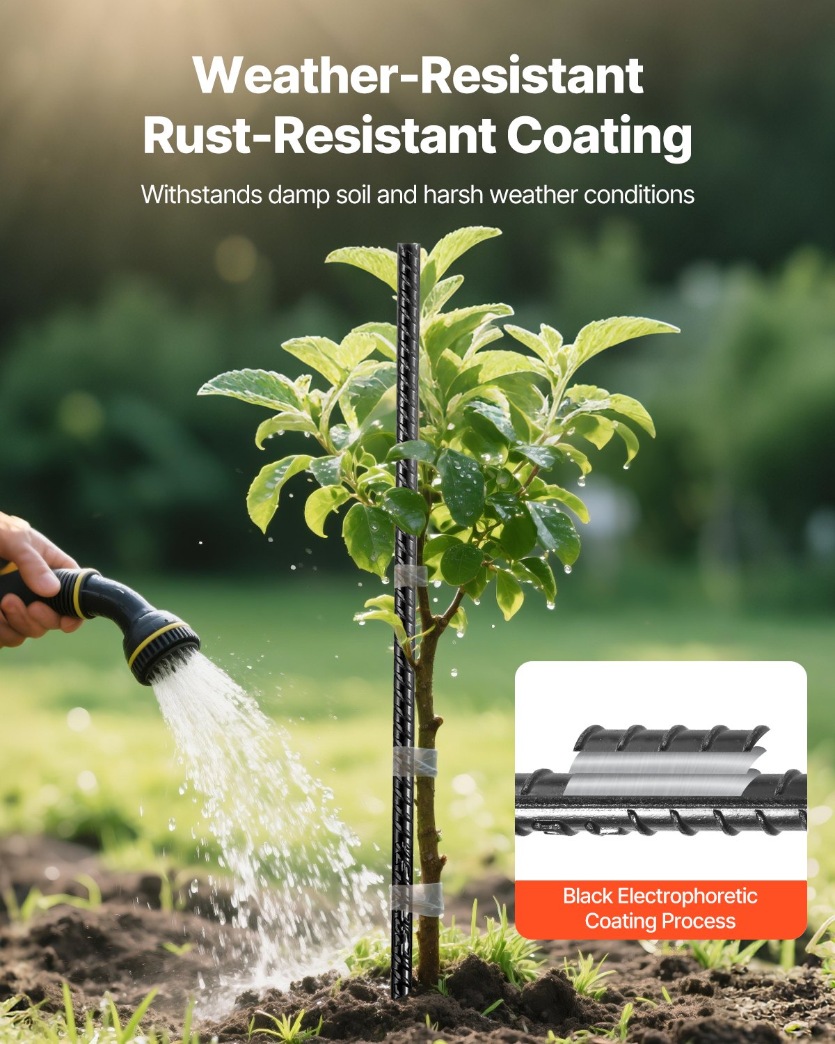 Rebar Stakes, 609,6 mm / 24-Inch, Heavy-Duty 0.47 in Diameter, Straight Galvanized Steel Ground Anchors with Chisel Point End & Rust-Resistant Coating, for Gardening Support, Fence, Camping Tents (20-Pack)