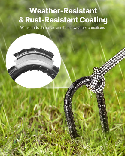 304,8 mm / 12-Inch 16 Pack Rebar Stakes Heavy Duty J Hook Galvanized Ground Anchors