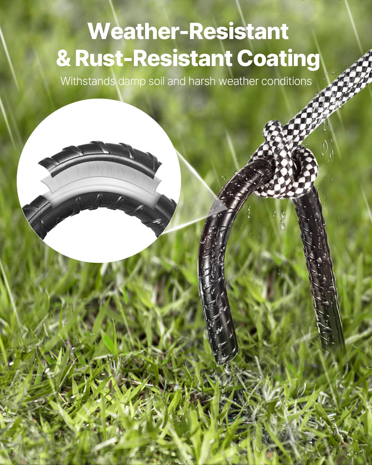 406,4 mm / 16-Inch 24 Pack Rebar Stakes Heavy Duty J Hook Galvanized Ground Anchors