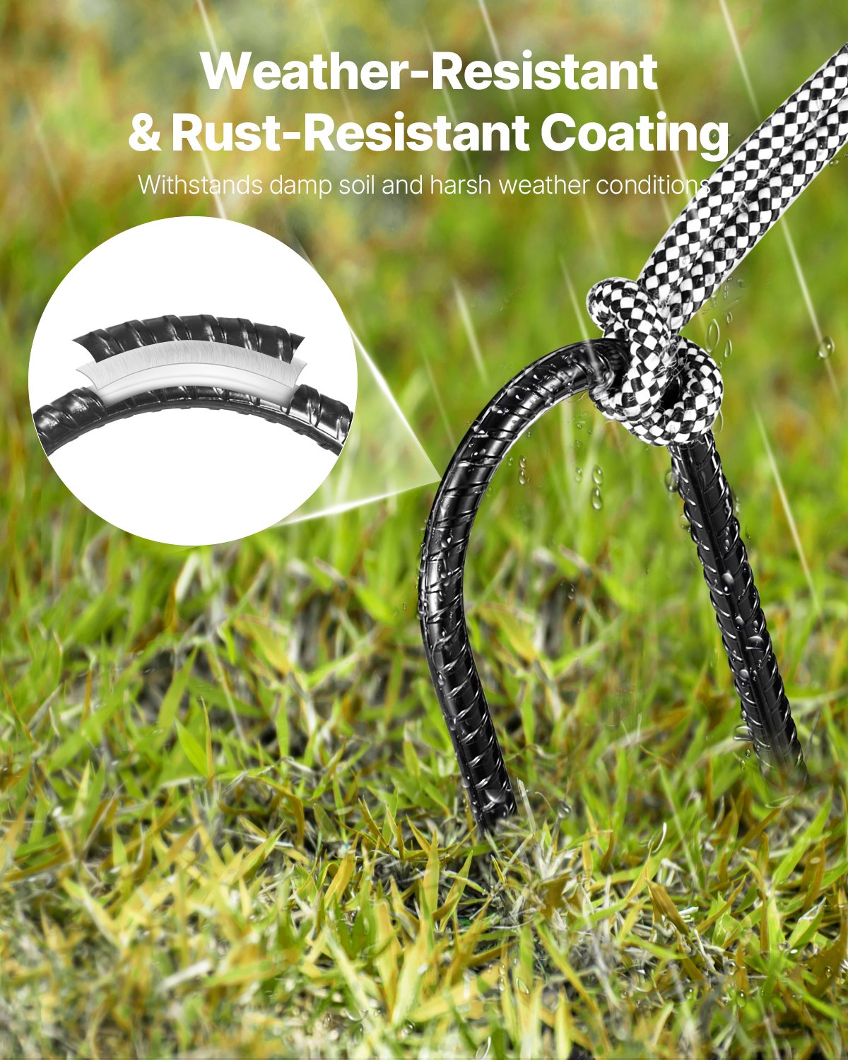 254x55,88mm / 10-Inch 12 Pack Rebar Stakes Heavy Duty U Shape Galvanized Ground Anchors