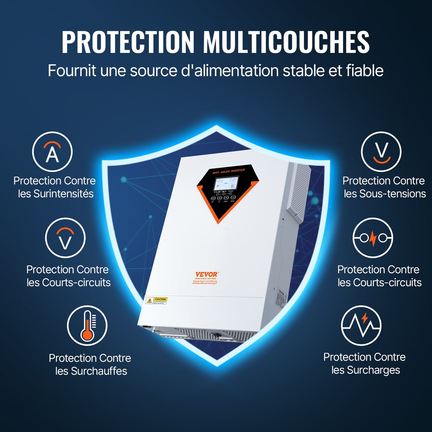 Hybrid Solar Inverter, 5500W, Pure Sine Wave Off-Grid Inverter Charger, 230V AC All in One Power Inverter with Build-in 100A MPPT Solar Charge Controller, Support Solar Utility Hybrid Charging