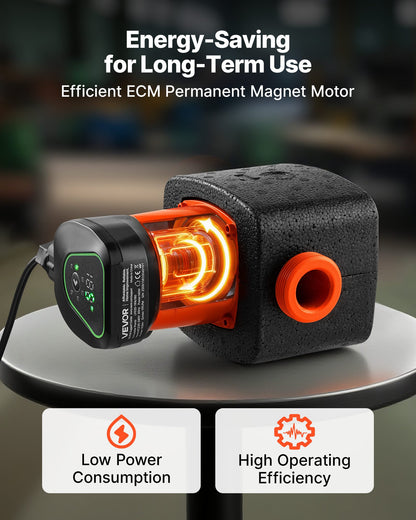 LPS25-11PA/180 Högeffektiv cirkulationspump, 117 LPM, 11 M maxlyft Gjutjärns varmvattencirkulationspump, gängad anslutning, backventil, tyst drift, för värmesystem i hemmet