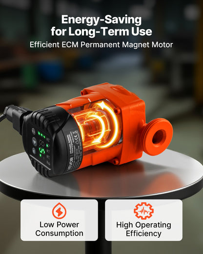 LPS25-4BP/130 Högeffektiv cirkulationspump, 42 l/min, 4 m maxlyft Gjutjärns varmvattencirkulationspump, gängad anslutning, backventil, tyst drift, för värmesystem i hemmet