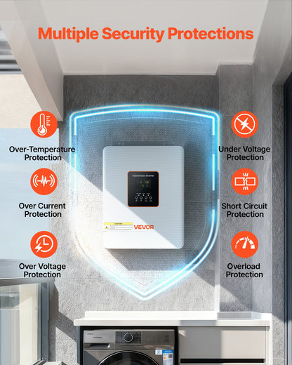 3000W Hybrid Solar Inverter, 24V DC to 230V AC, Pure Sine Wave Power Inverter Charger, Built-in 80A MPPT Solar Controller, Compatible with Lead Acid Lithium Battery, for Home, Camper, Off-Grid