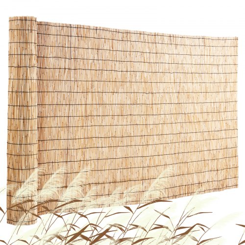 Natural Reed Fencing, 5.5 ft x 16.4 ft, Reed Screen Curtain Balcony Reed Fence Roll for Outdoor Backyard Patio, Decorative Fence for Backyard Garden Fencing Divider, Privacy Screen Panel Curtain