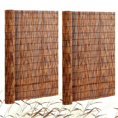 Natural Reed Fencing, 4 ft x 16.4 ft, 2 Pack Reed Screen Curtain Balcony Reed Fence Roll for Outdoor Backyard Patio, Decorative Fence for Backyard Garden Fencing Divider, Privacy Panel, Brown