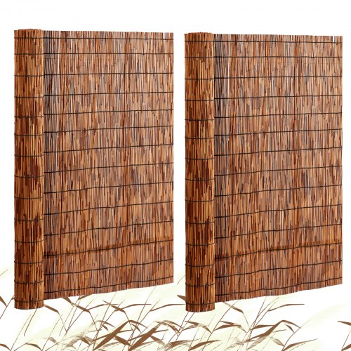Natural Reed Fencing, 4 ft x 16.4 ft, 2 Pack Reed Screen Curtain Balcony Reed Fence Roll for Outdoor Backyard Patio, Decorative Fence for Backyard Garden Fencing Divider, Privacy Panel, Brown