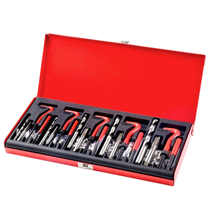 Helicoil-gängreparationssats, 166-delars metrisk HSS-borr Helicoil-reparationssats, M5 M6 M8 M10 M12 Helicoil-gängverktygssats med HSS-borr Gänginsatser Gängtappar Avbrytningsverktyg