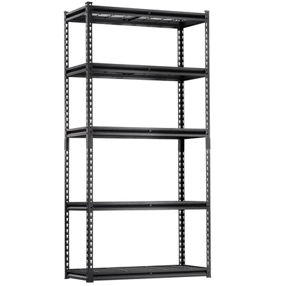 Storage Shelves, 2000 lbs, 5 Tier Heavy Duty Garage Shelving, 16" D x 36" W x 72" H Adjustable Metal Shelves for Industrial Shelving Unit Utility Shelf, for Kitchen, Warehouse, Basement, Black