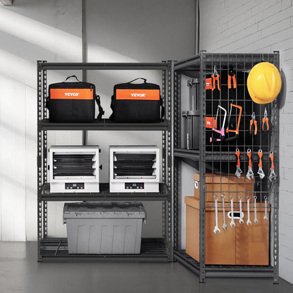 Förvaringshyllor, 2400 lbs, 4-våningars kraftiga garagehyllor, 20" D x 40" B x 60" H Justerbara metallhyllor för industriella hyllenheter, för kök, lager, källare, svarta