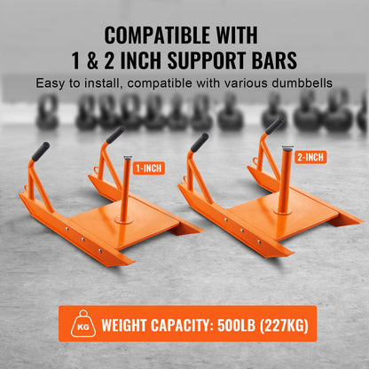 Weight Training Pull Sled, Fitness Strength Speed Training Sled with Handle, Steel Power Sled Workout Equipment for Athletic Exercise & Speed Improvement, Suitable for 1"&2" Weight Plate, Orange
