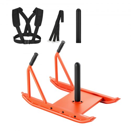 Weight Sled, Steel Power Sled, Fitness Strength Training Sleds for Athletic Exercise Speed Improvement, Workout Fitness Equipment with Handle, Compatible with 25/51 mm Weight Plates, Orange